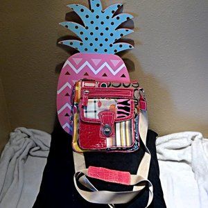 multi-colored over the shoulder purse